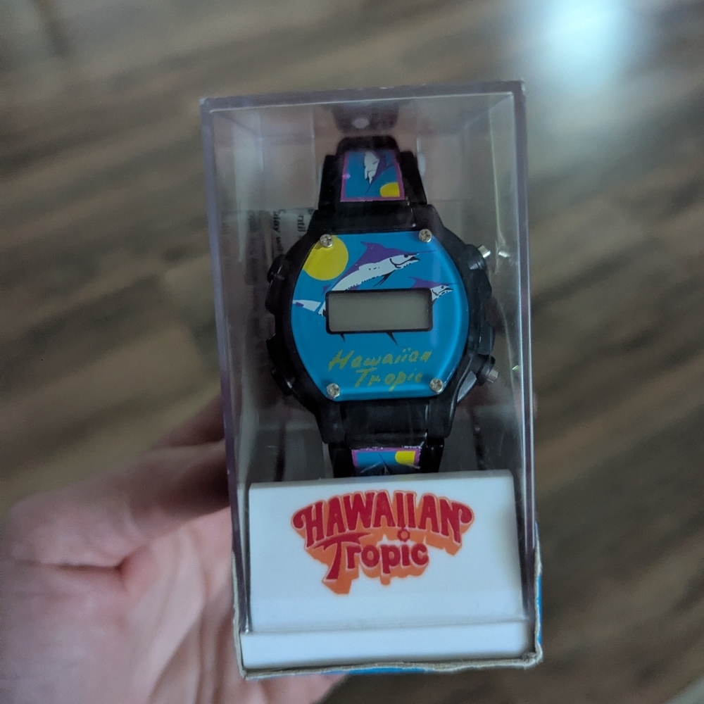 NITB Vintage Hawaiian Tropic Digital Watch With Adjustable Band. Tropics Theme